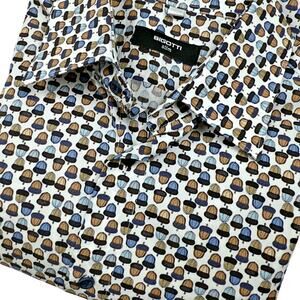 Bigotti Men's Slim Medium Long Sleeve Acorns All Over Button Down Shirt European
